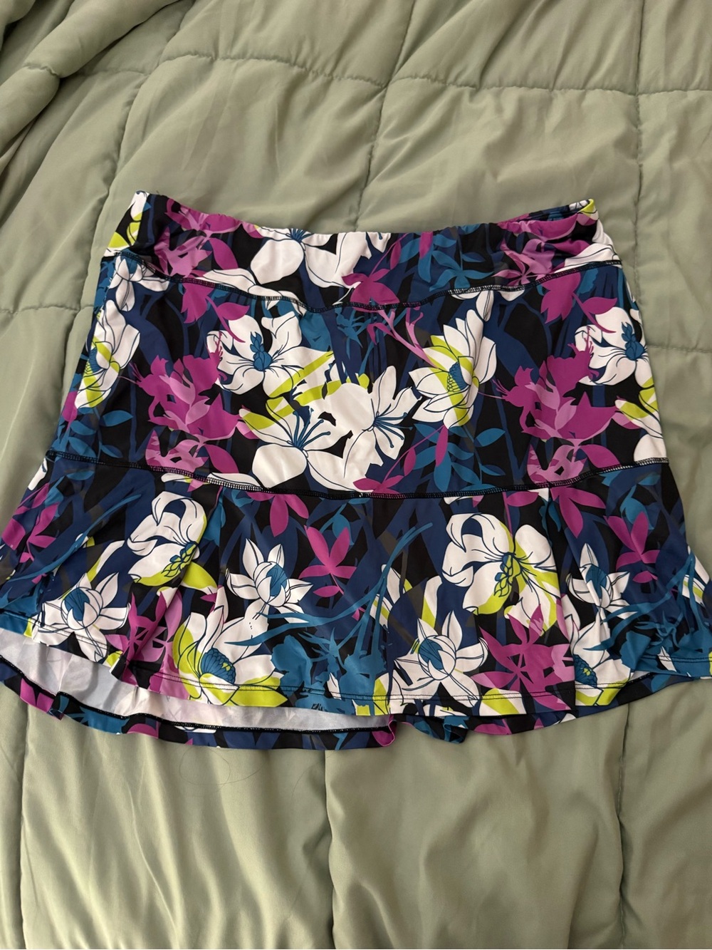 Reel Legends Floral Ruffle Mini Skirt - Navy, Purple, White, Lime